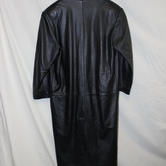 π€ VINTAGE Genuine Leather Coat Black Womens Petite Small - Picture 4 of 15